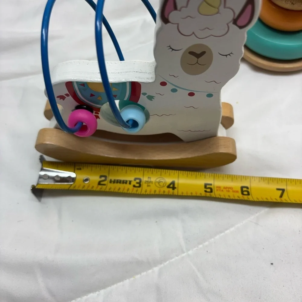 Little Tikes Wooden Critters Llama corn shape Stacking Toy Set & Busy beads